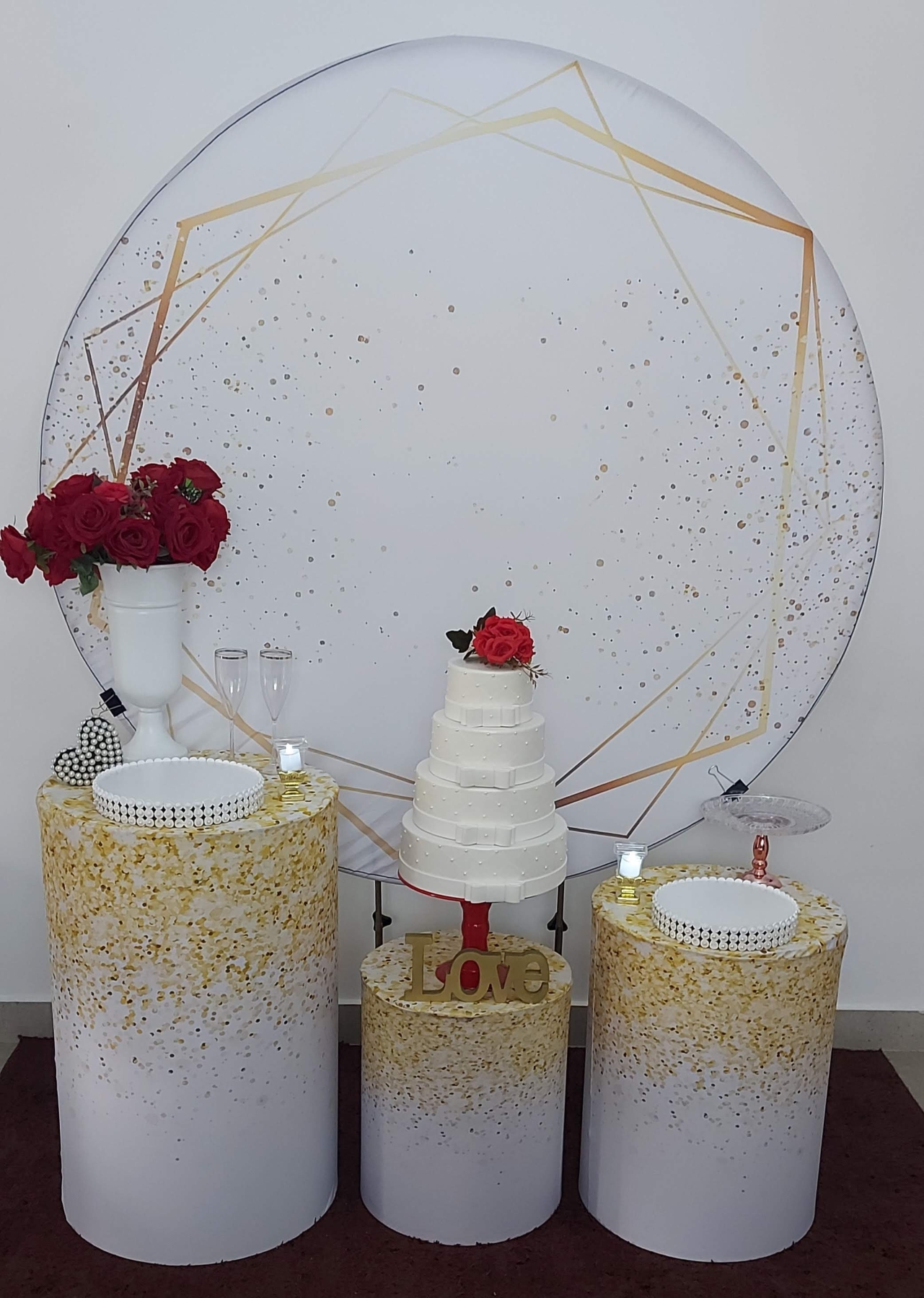 Casamento e Noivado Branco com Glitter e Dour