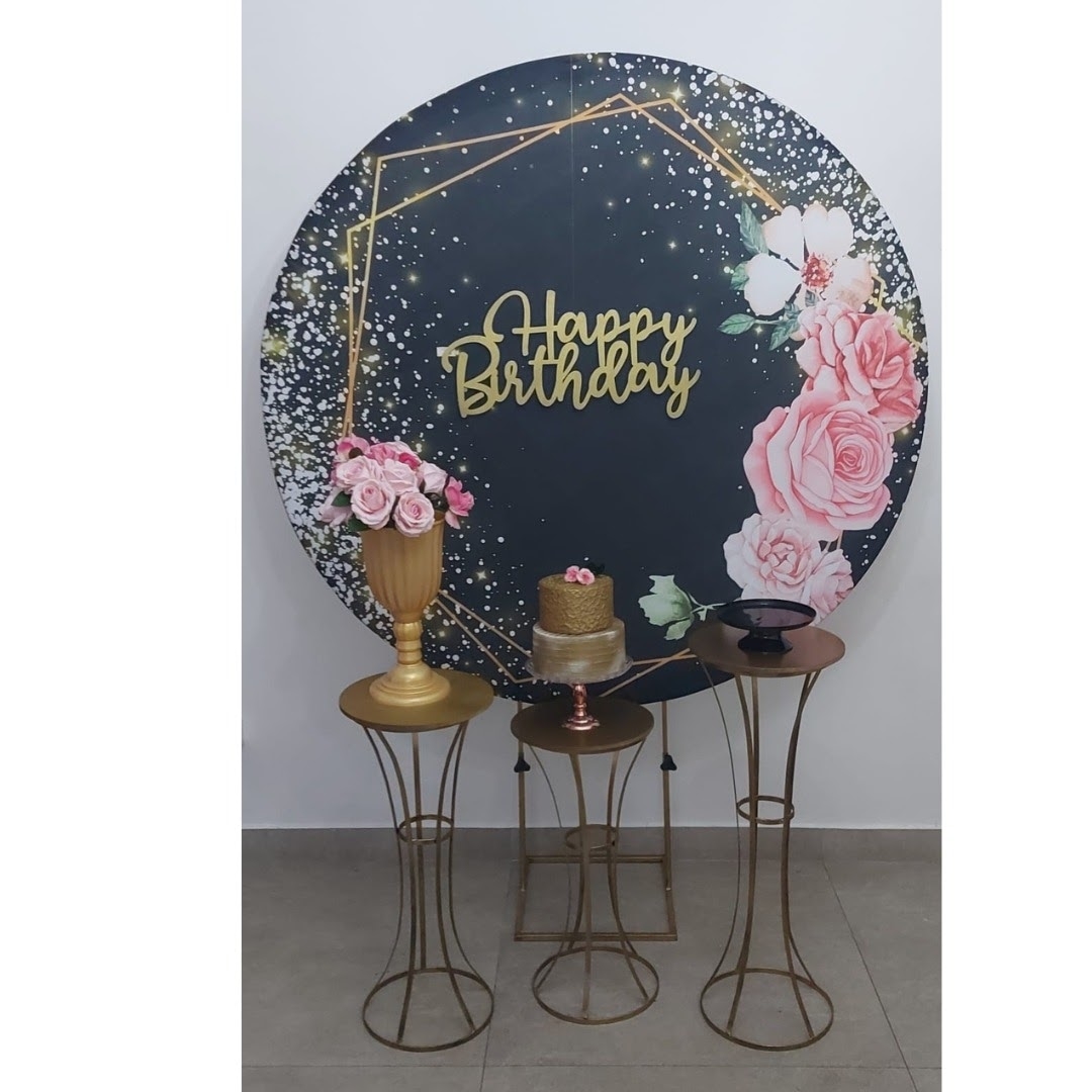 Aniversário Adulto Feminino Preto com flores 