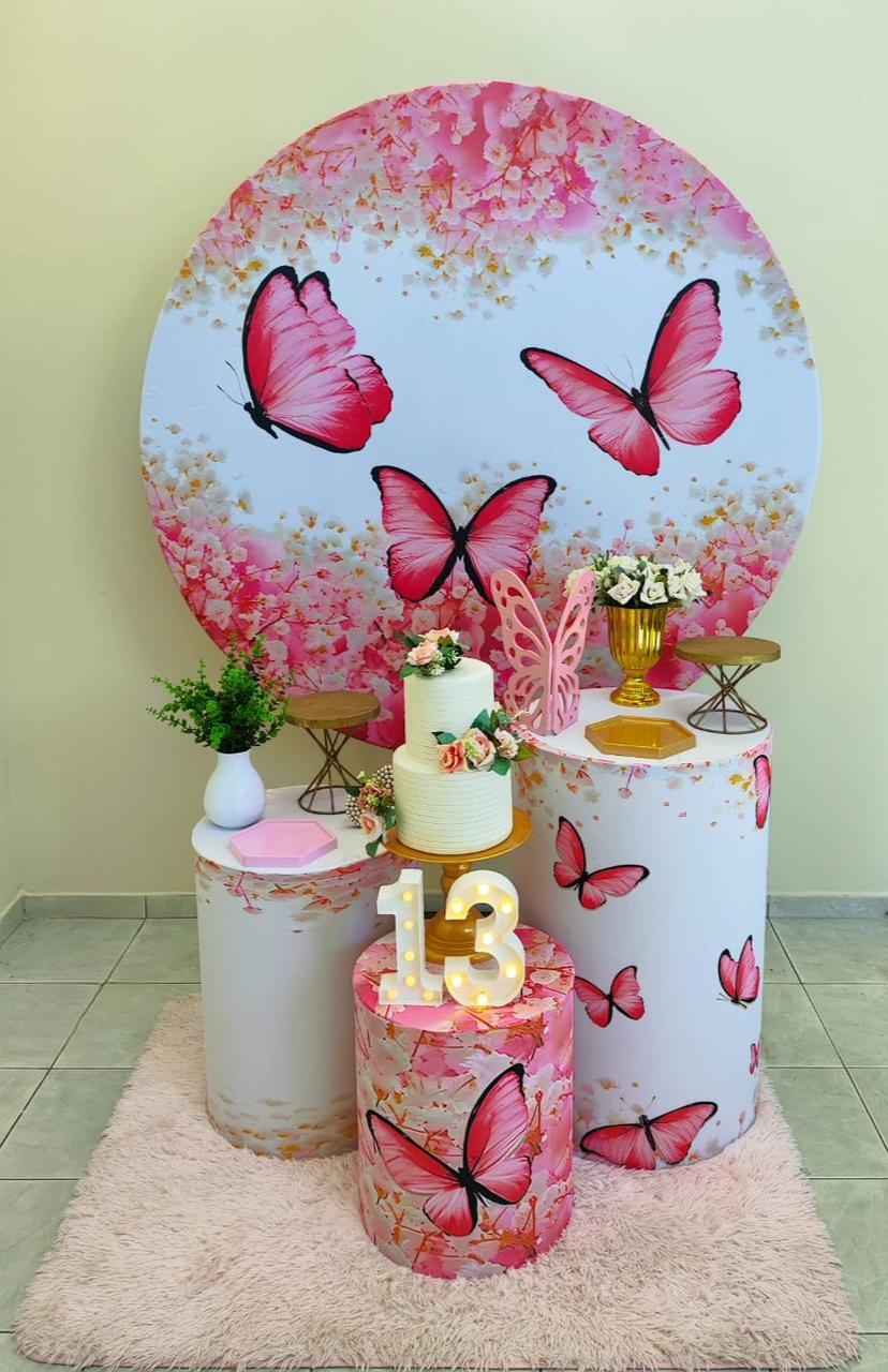 Borboleta Rosa Kit Prata