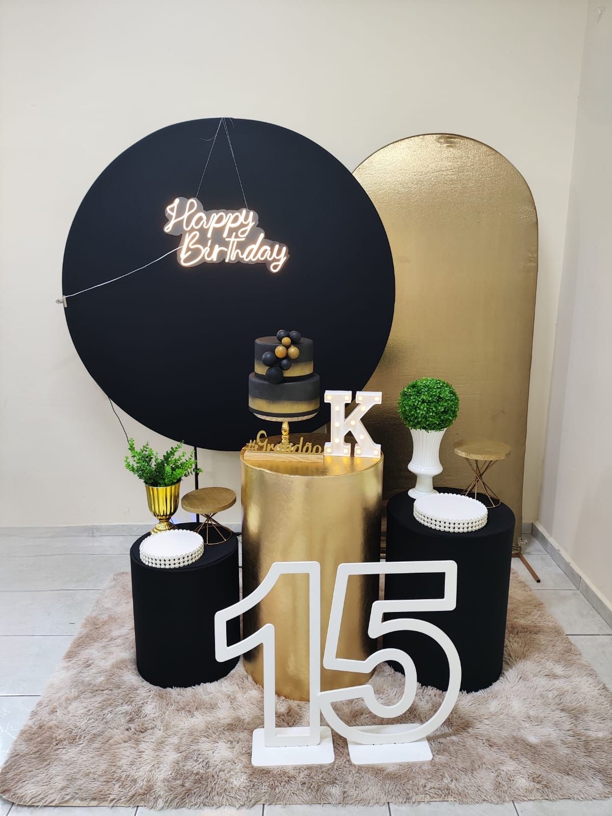 Preto com Dourado Masculino Kit Diamante