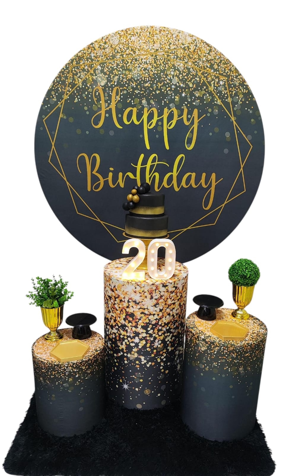 Preto com Dourado Masculino Kit Prata