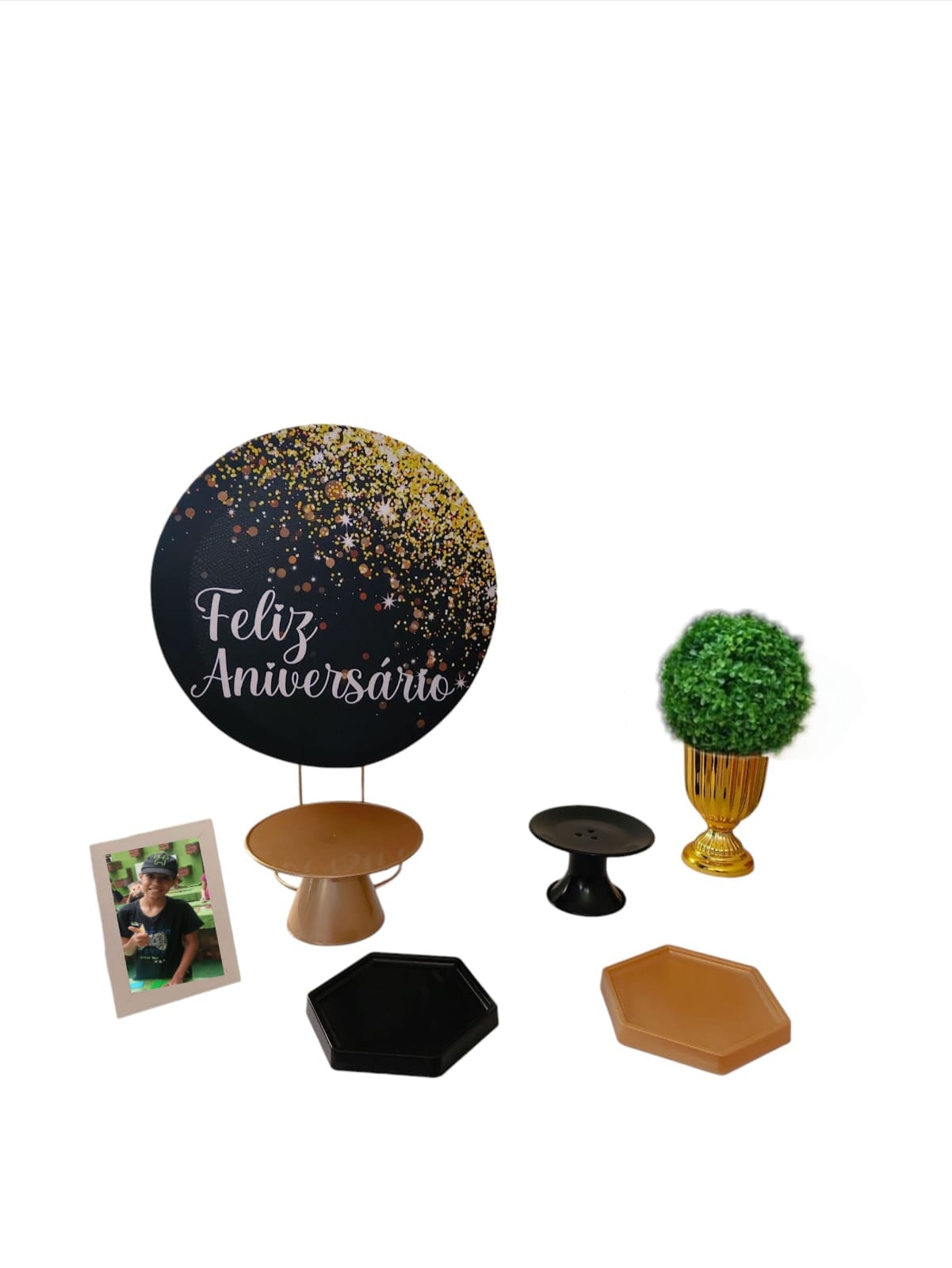 Preto com Dourado Masculino Mini Kit 