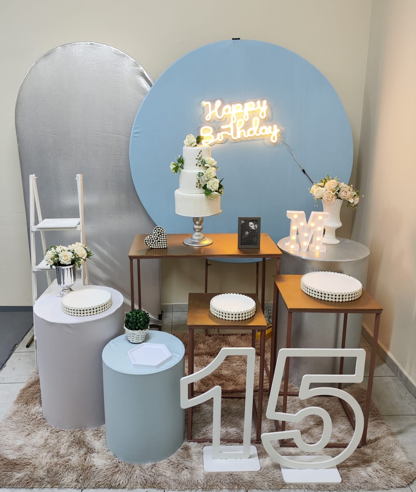 Azul Claro com Prata Feminino Kit Diamante