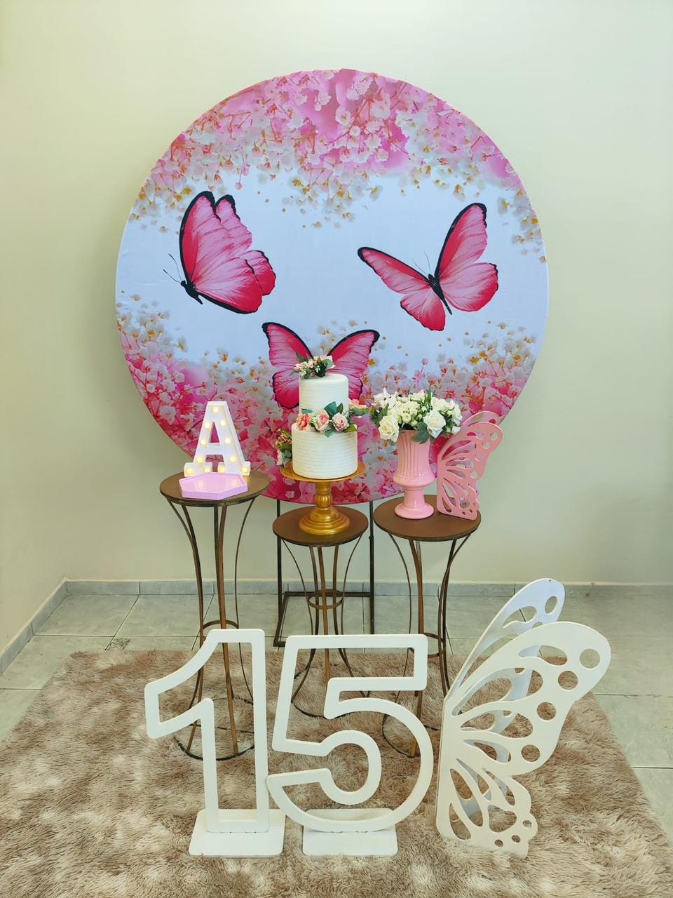 15 Anos Borboleta Rosa Kit Ouro