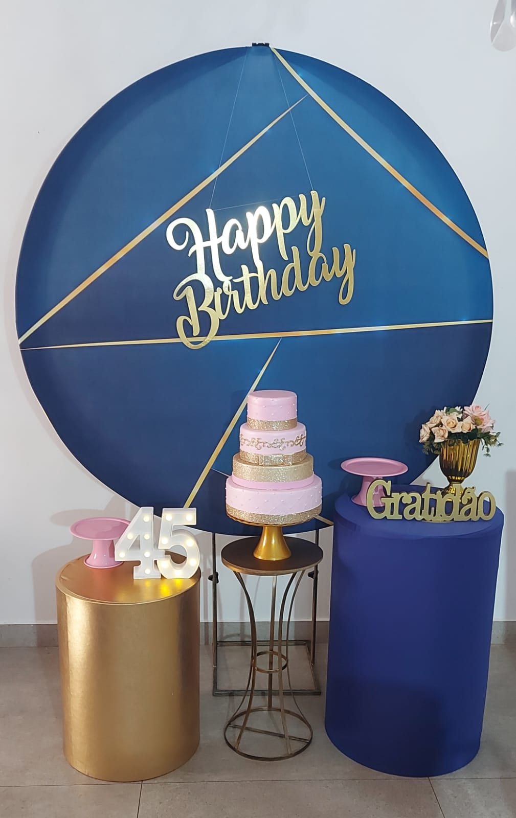 Azul Escuro com Dourado Kit Prata