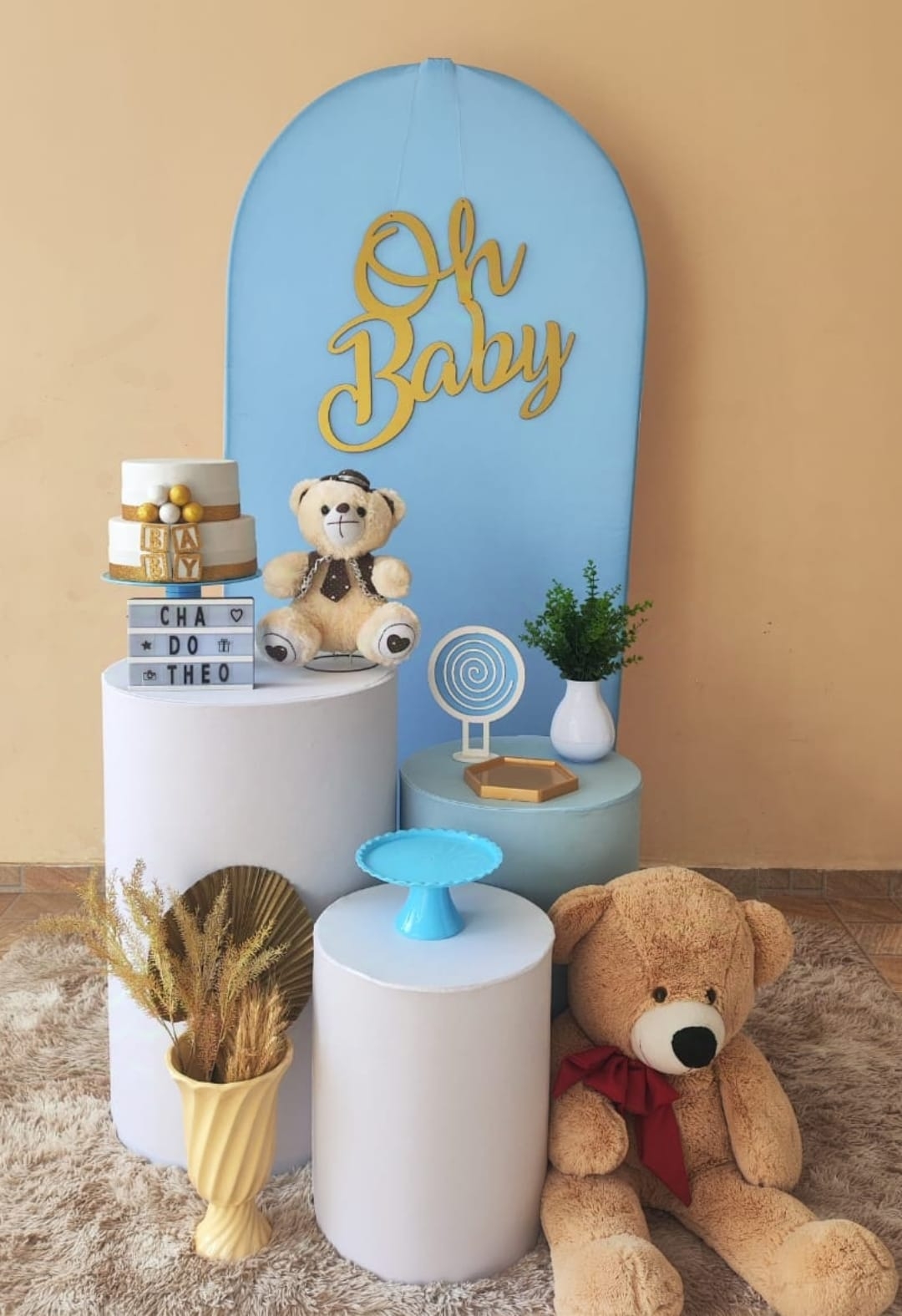 Chá de Bebê Menino Capa Azul Kit Bronze