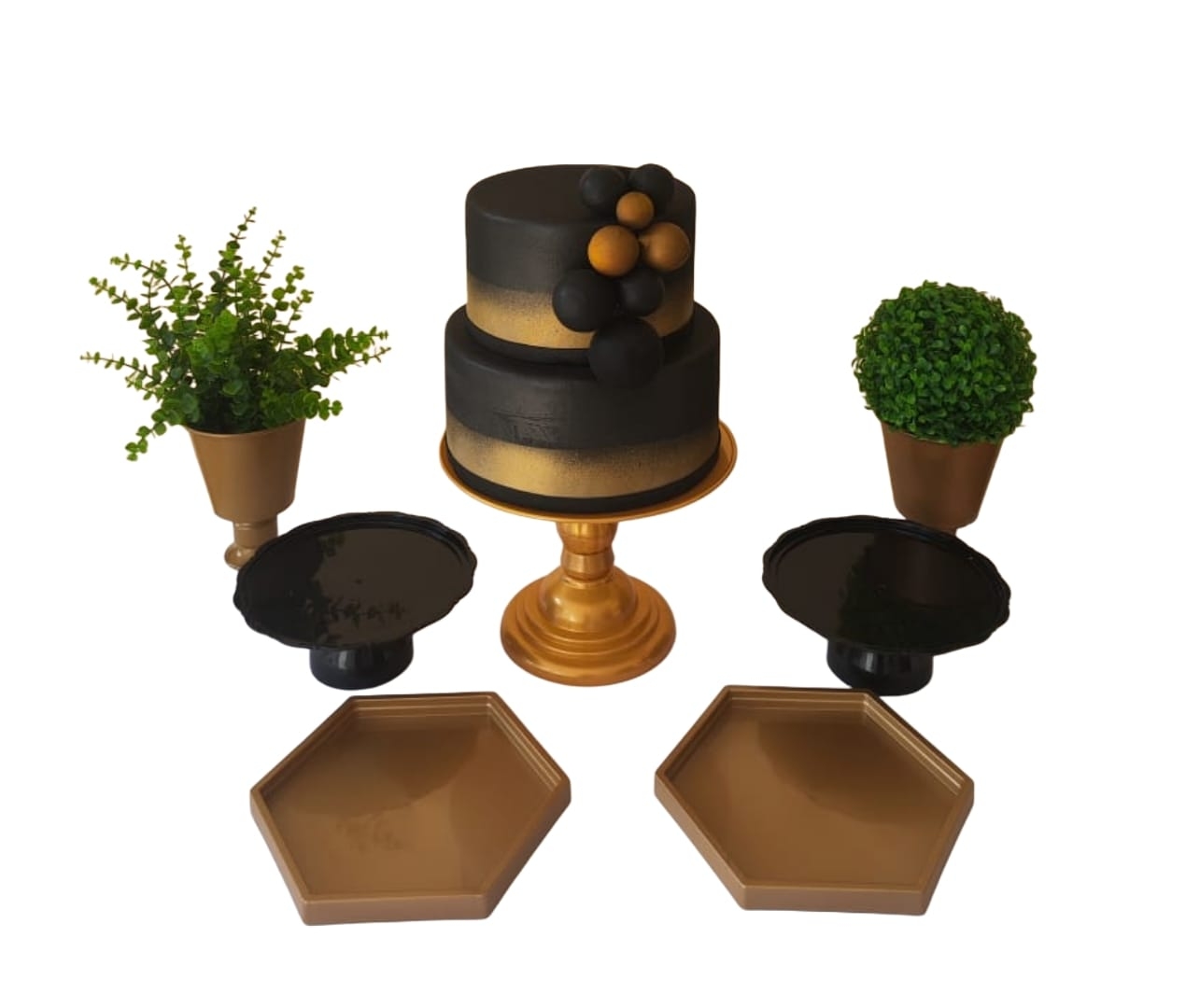 Preto com Dourado Masculino Kit Cantinho