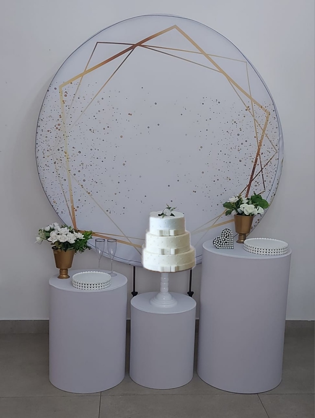 Casamento e Noivado Branco com Glitter e Dour