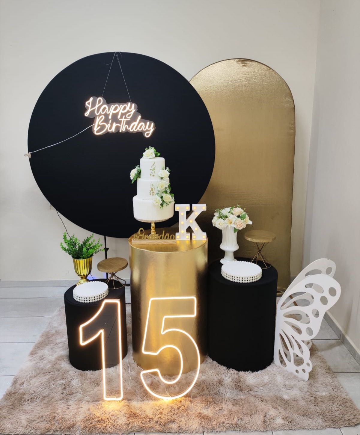 Preto com Dourado Feminino Kit Ouro