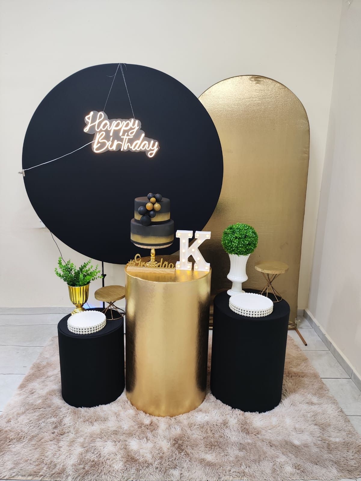 Preto com Dourado Masculino Kit Diamante