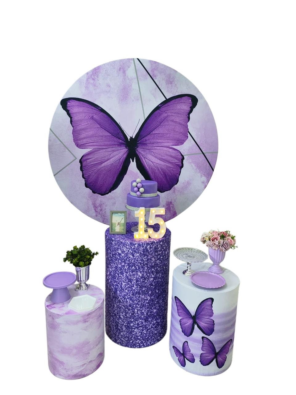 Borboleta Roxa Kit Prata