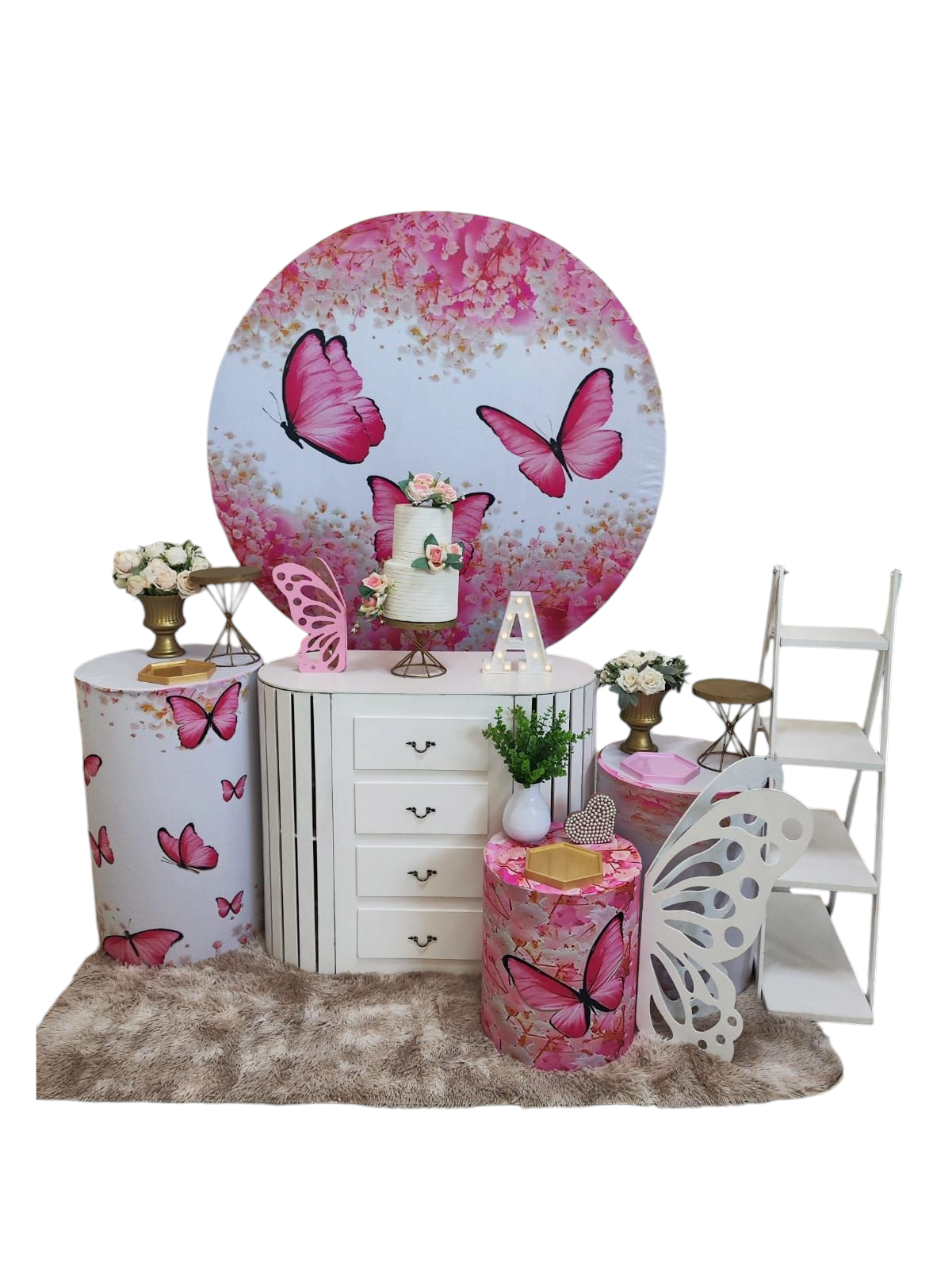  Borboleta Rosa Kit Ouro