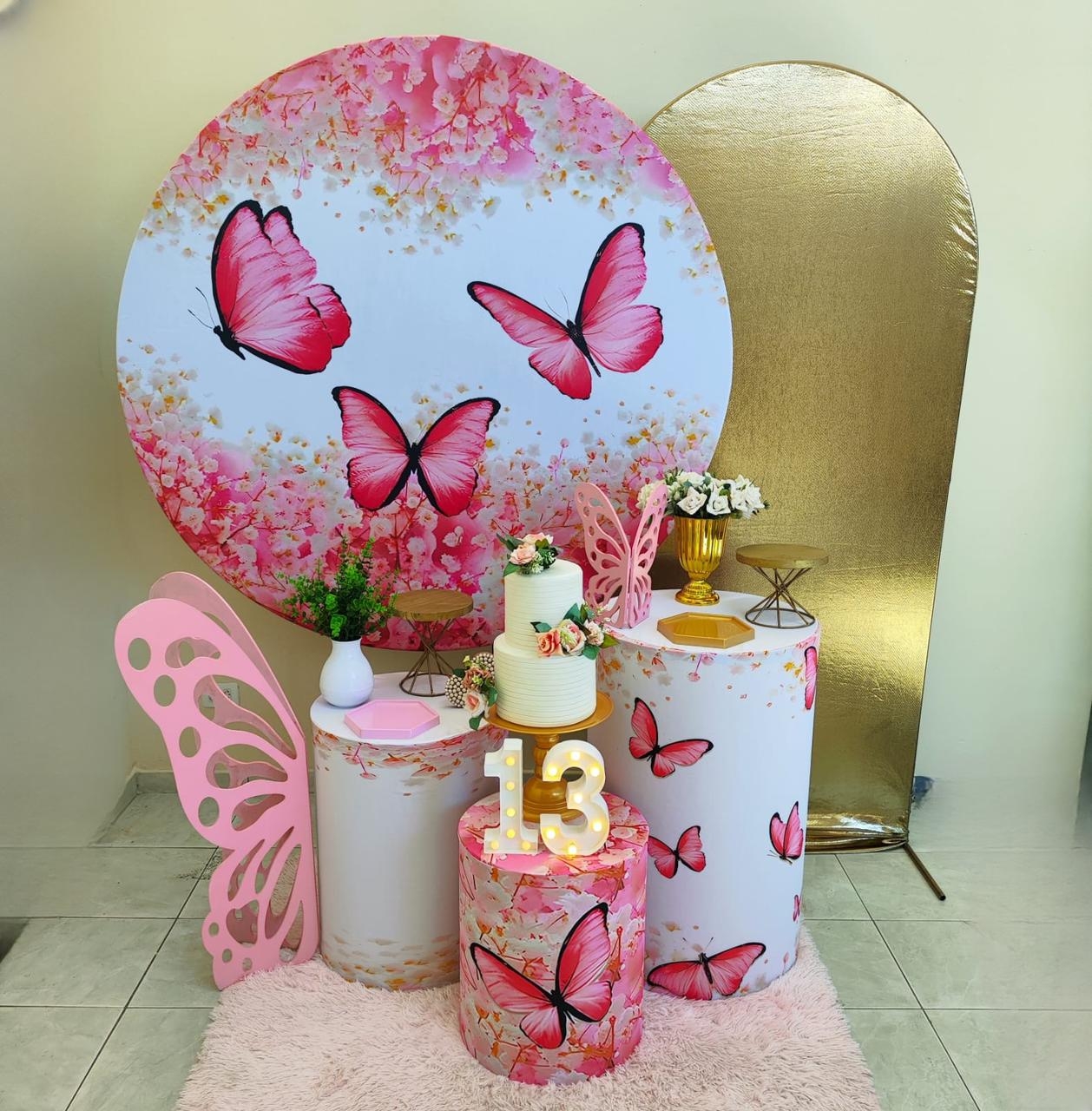 Borboleta Rosa Kit Ouro