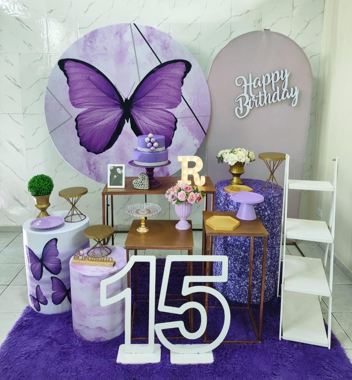 15 Anos Borboleta Roxa Kit Diamante