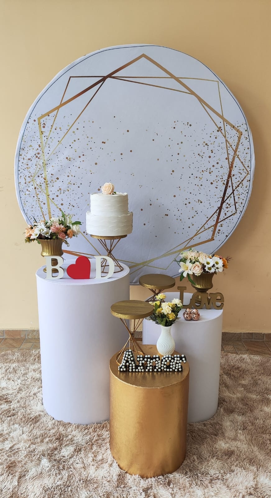 Casamento e Noivado Branco com Glitter e Dour