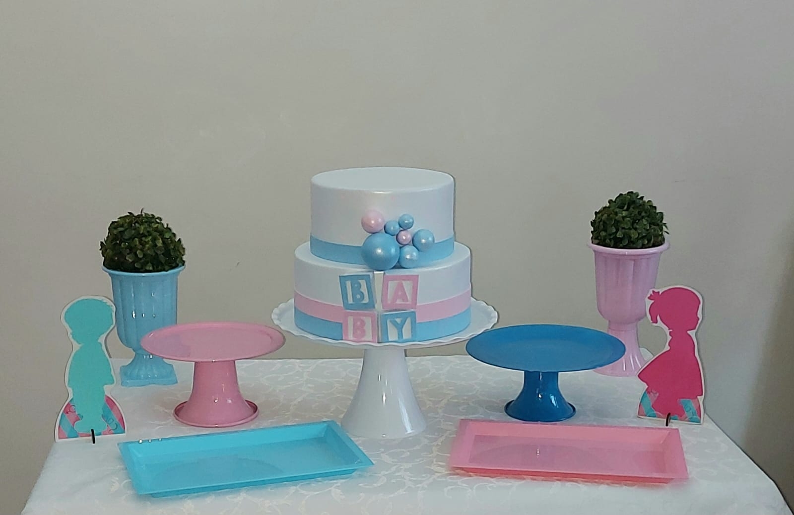 Chá Revelação Urso Rosa e Azul Kit Cantinho