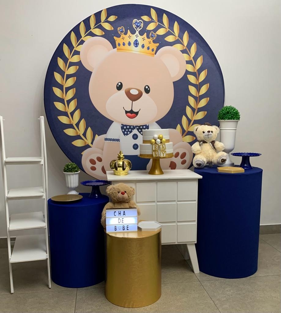 Chá de Bebê Menino Urso com Coroa Kit Ouro