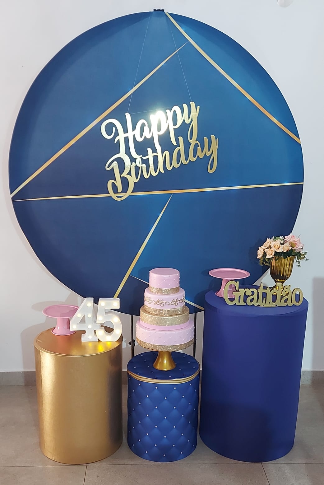 Azul Escuro com Dourado Kit Prata