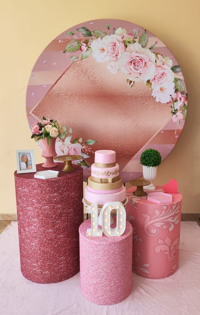 Rose com Flores Kit Prata