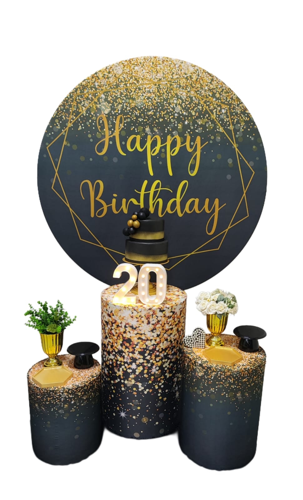 Preto com Dourado Feminino Kit Prata 