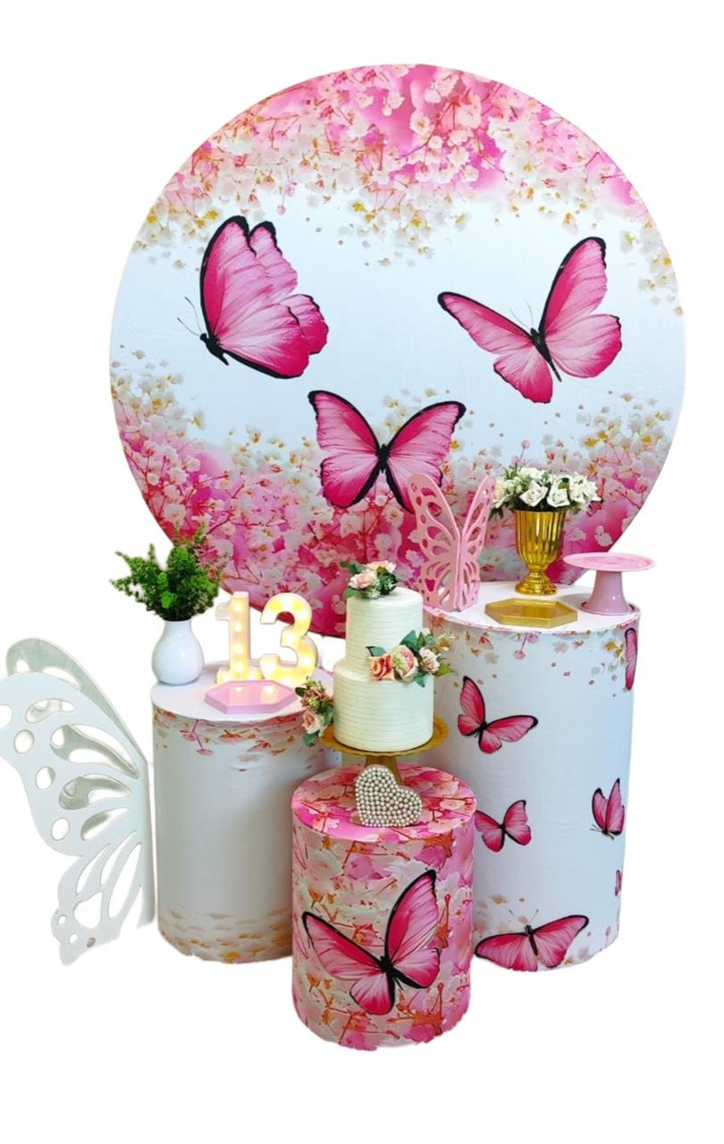  Borboleta Rosa Kit Prata