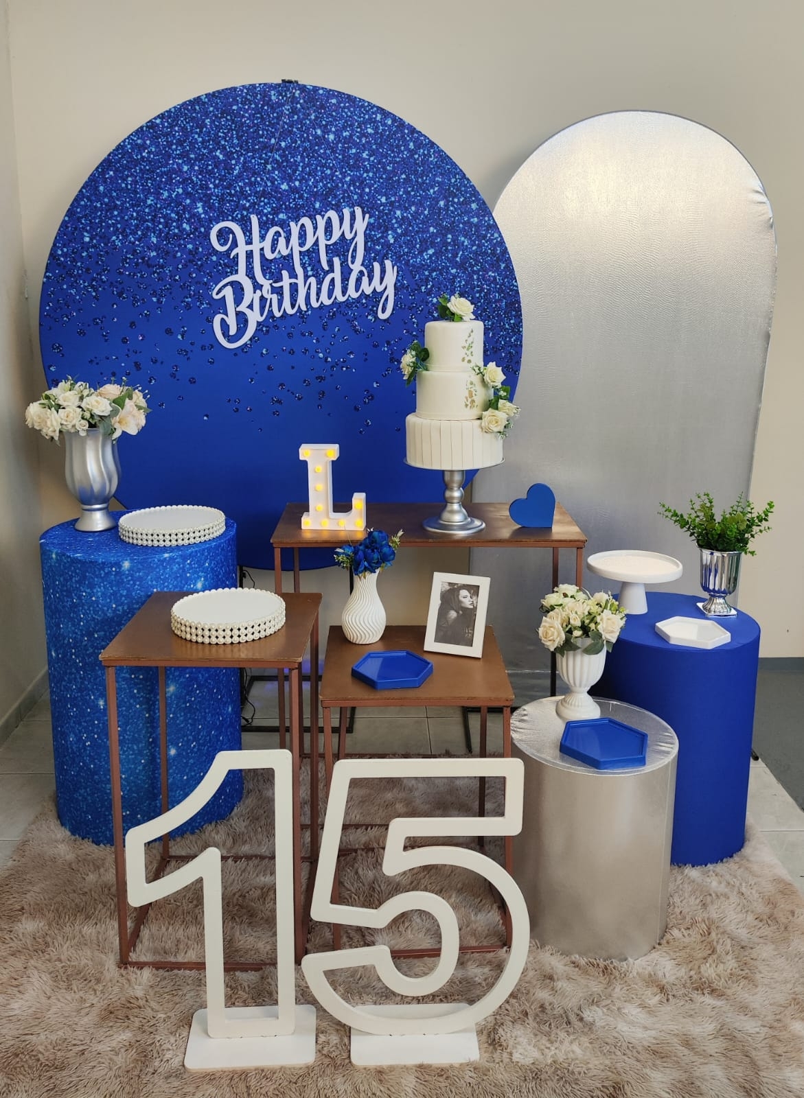 Azul com Glitter Feminino Kit Diamante