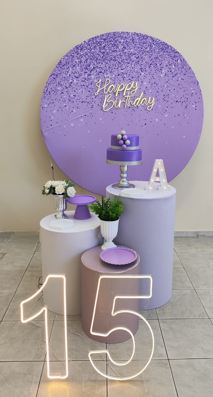 Glitter lilas Modelo 2 Kit Prata c Led