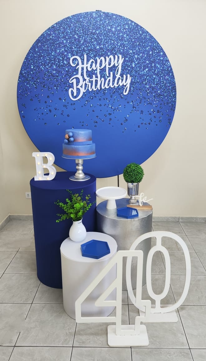 Azul com Glitter Masculino Kit Prata II