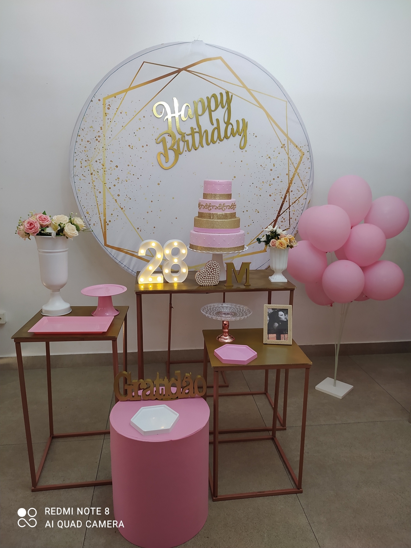 Aniversário Branco Dourado  e Rosa Kit ouro