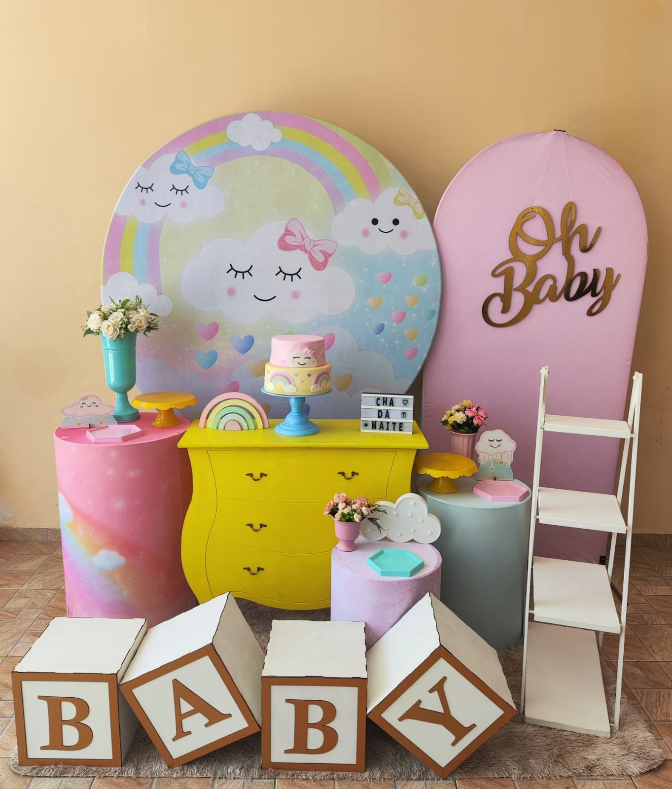 Chá de bebê Menina Chuva de Amor Kit Diamante