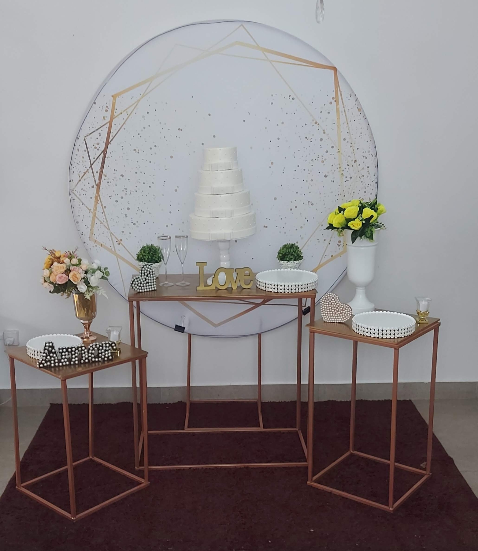 Casamento e Noivado Branco com Glitter e Dour