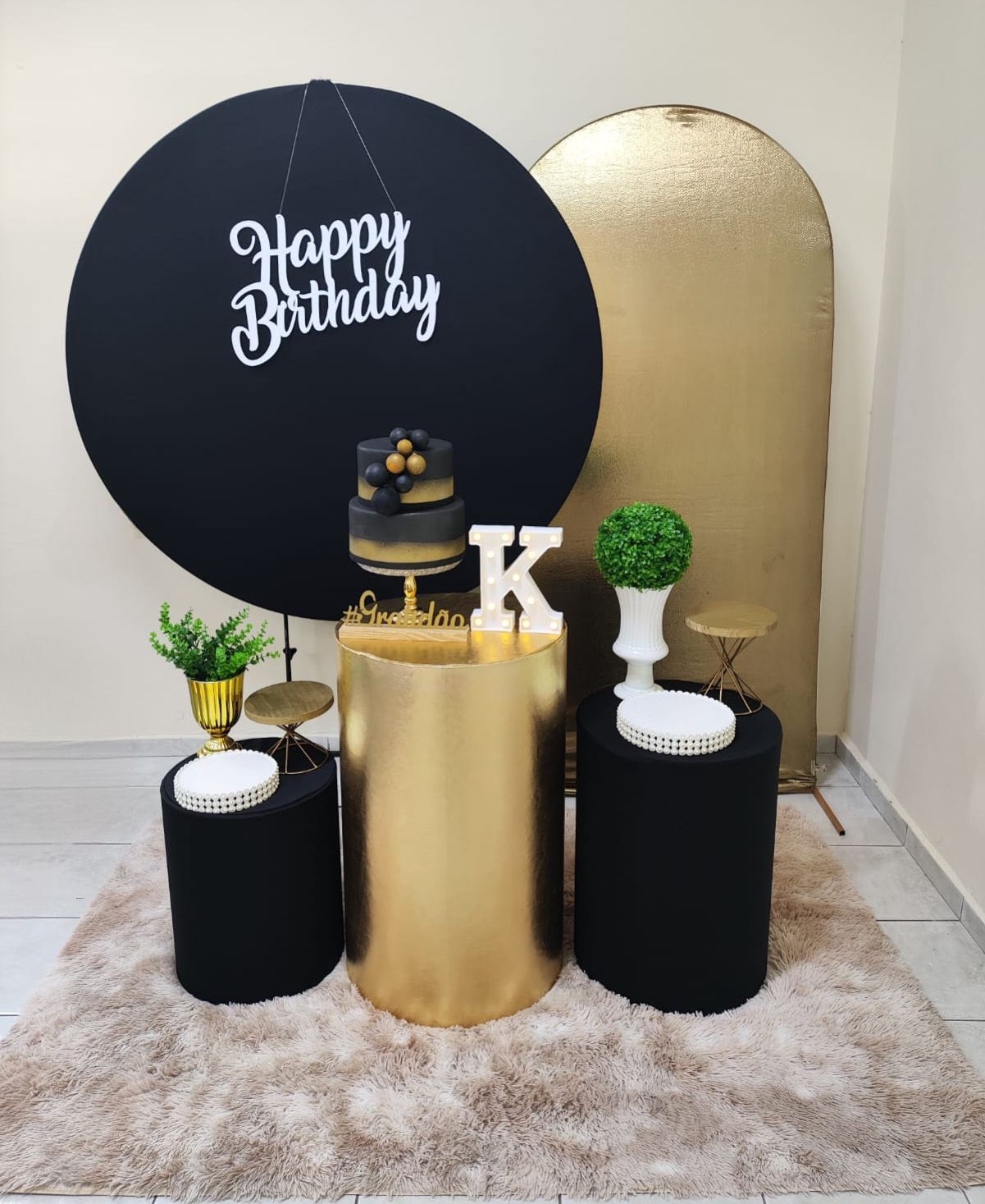 Preto com Dourado Masculino Kit Diamante