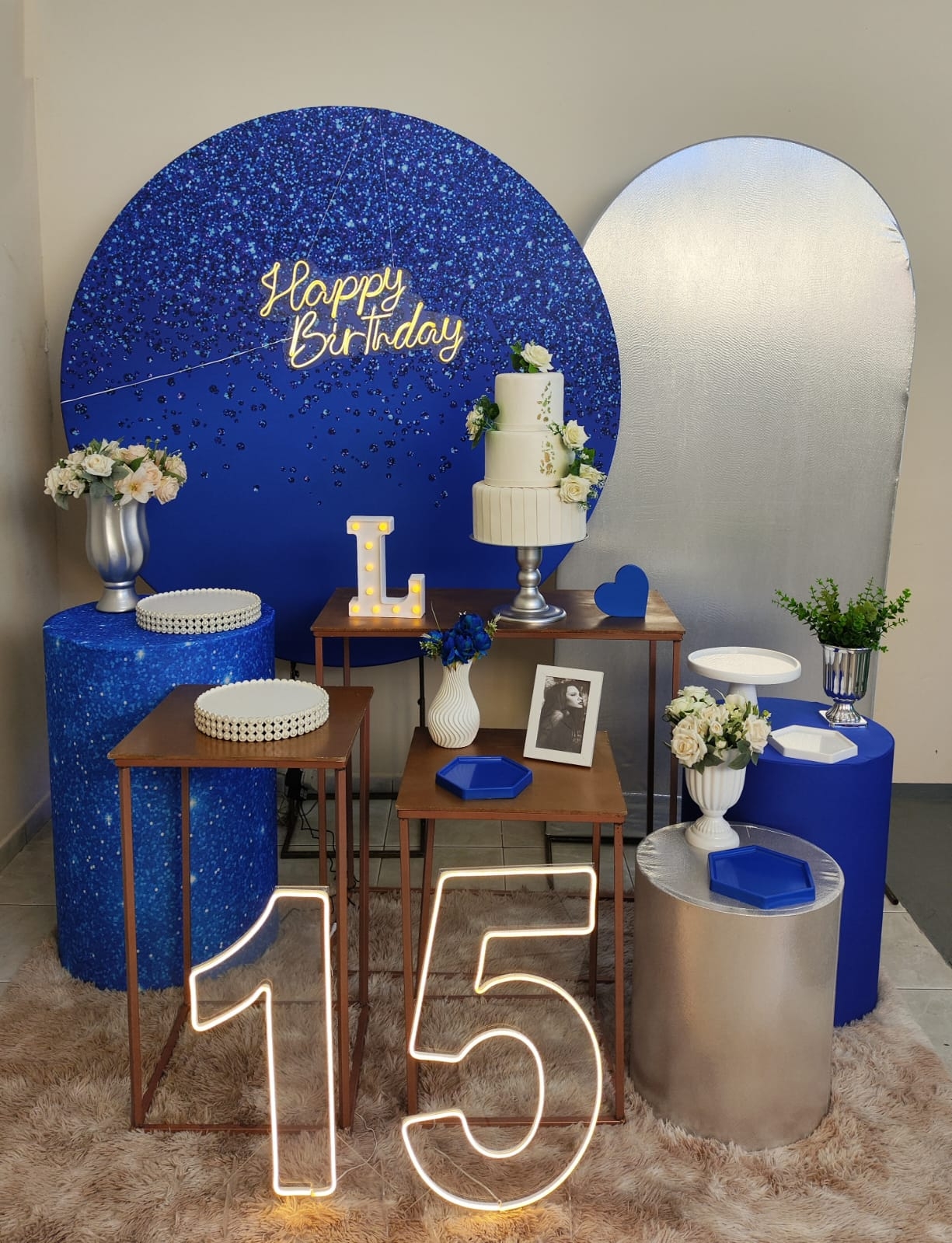 Azul com Glitter Feminino Kit Diamante