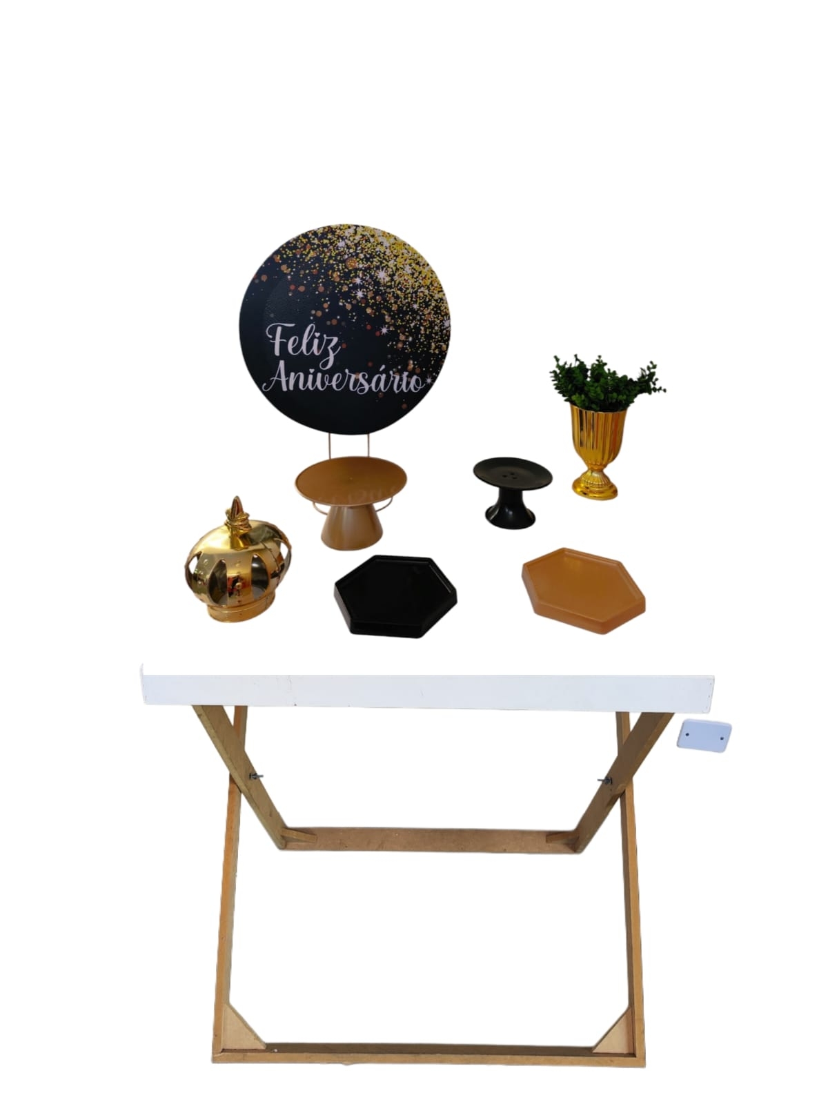 Preto com dourado Masculino Mini Kit com mesa