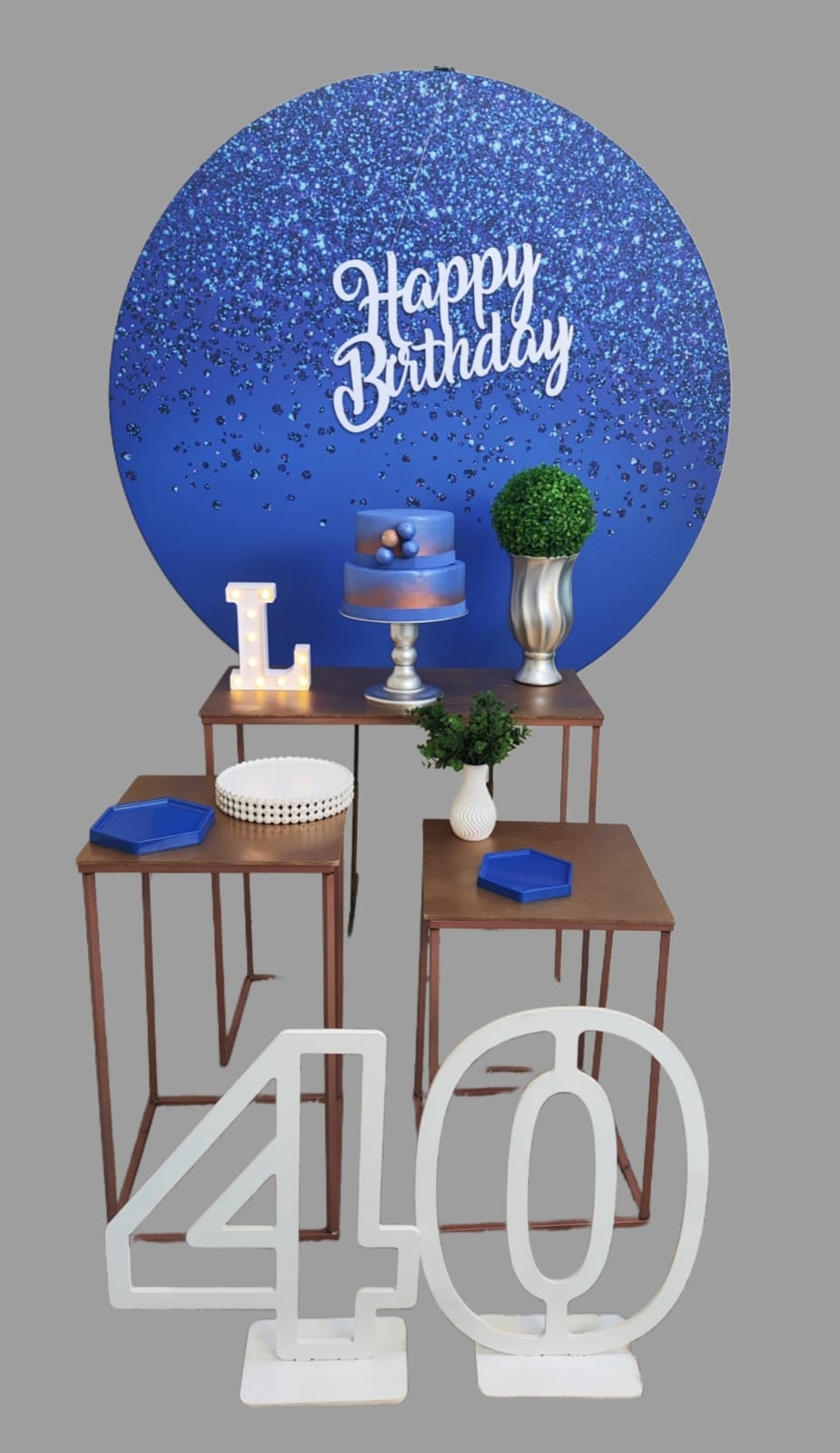 Azul com Glitter Masculino Kit Ouro