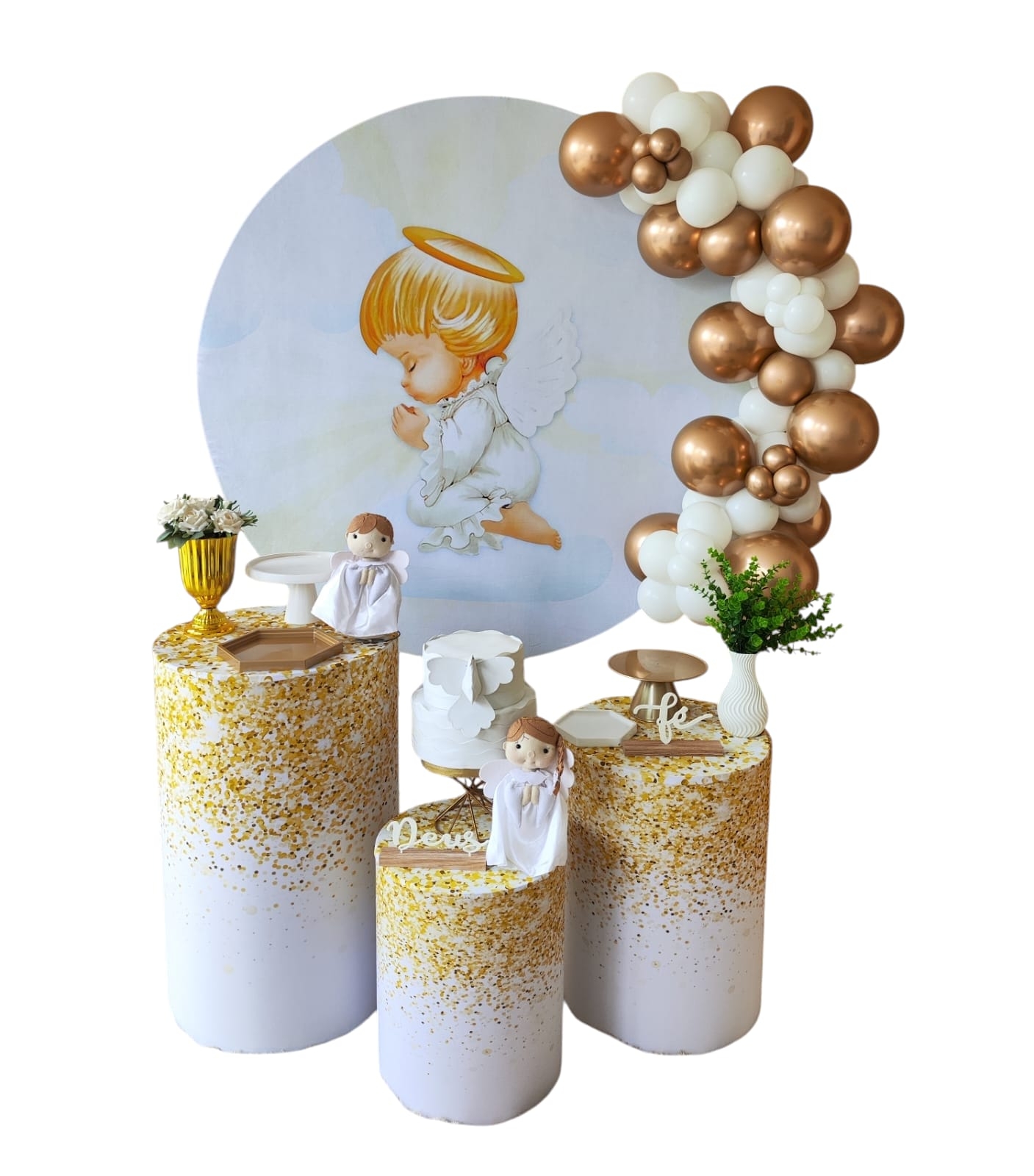 Batizado Anjo Unissex Kit Prata com bexiga