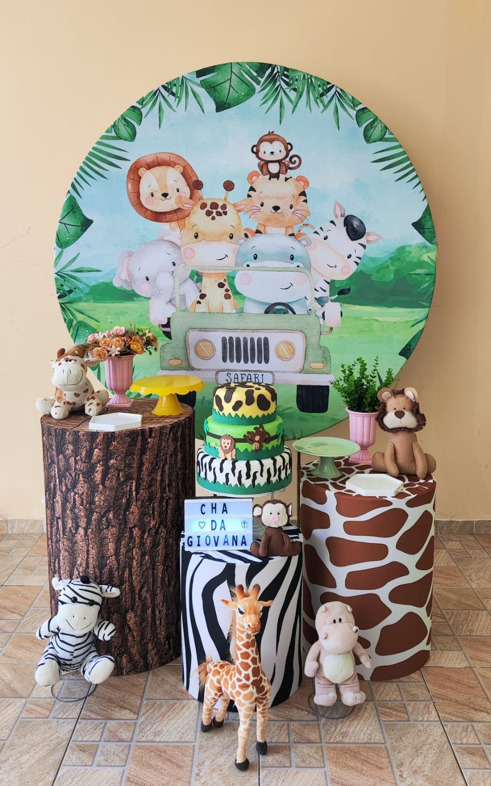 Chá de Bebê Menina Safari Capa Verde Kit Prat