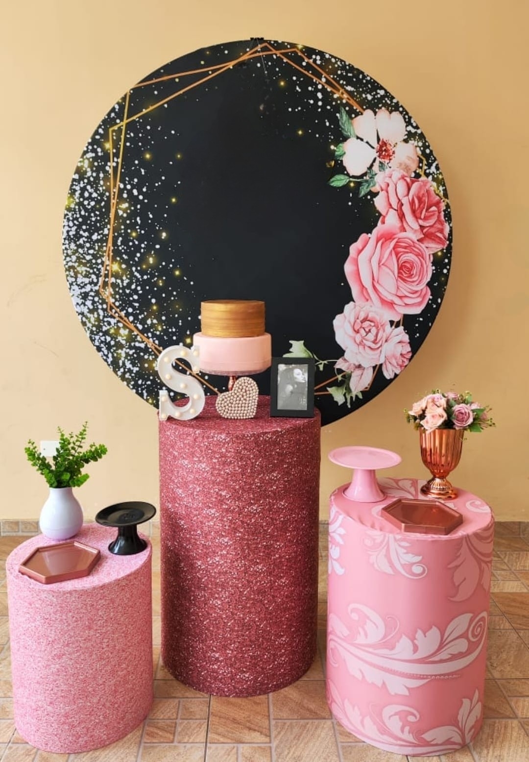 Floral Fundo Preto Kit Prata