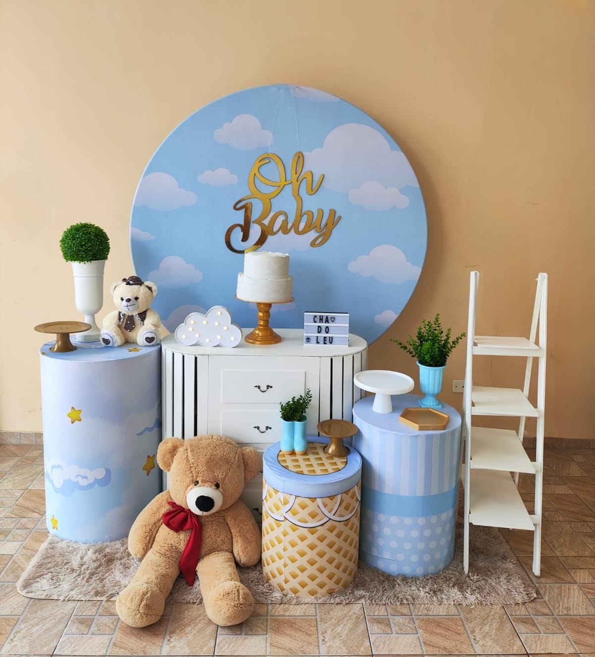 Chá de bebê Menino Nuvens Kit Ouro II