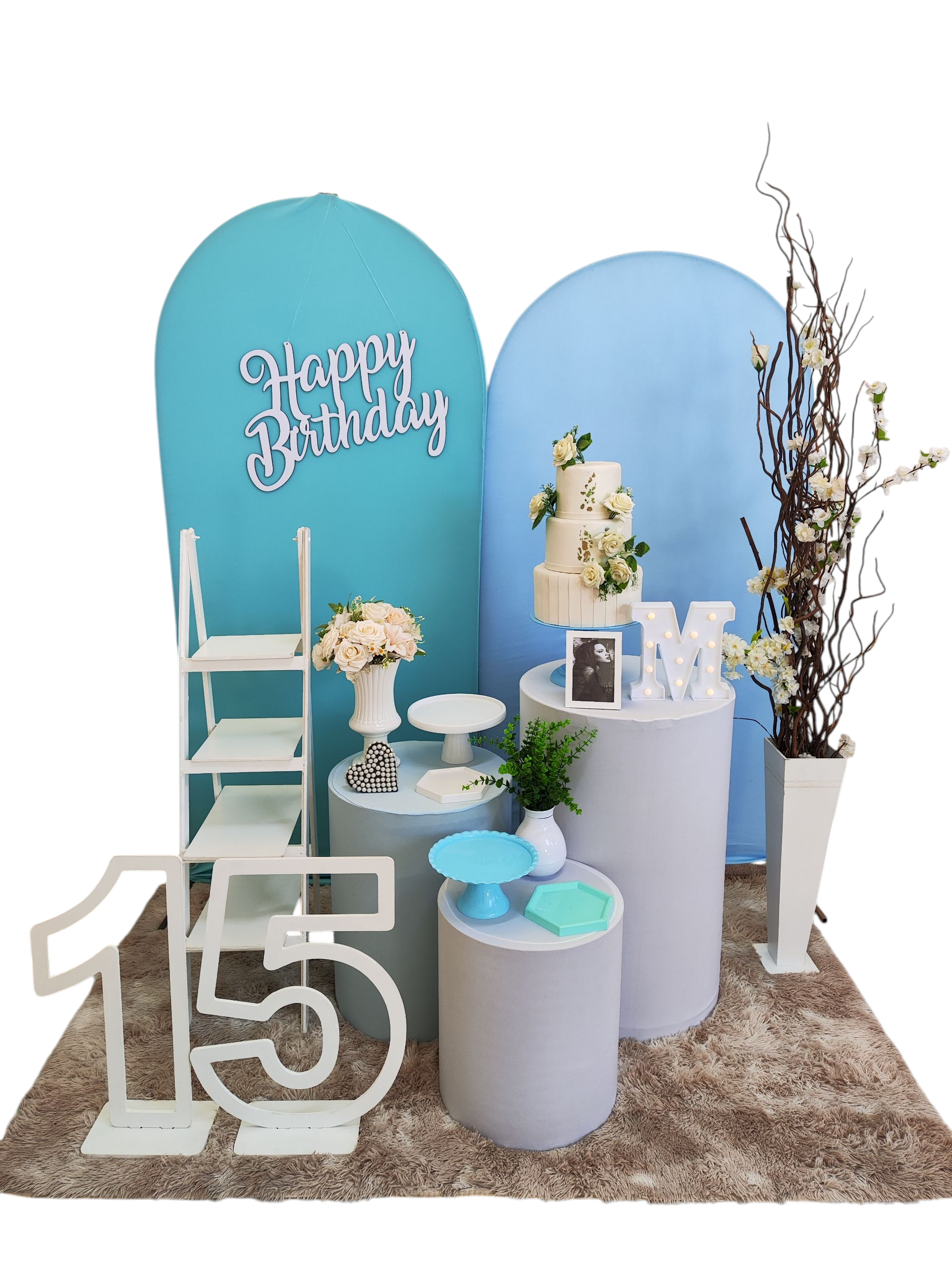 Azul Claro, tiffany e branco Feminino Kit Dia