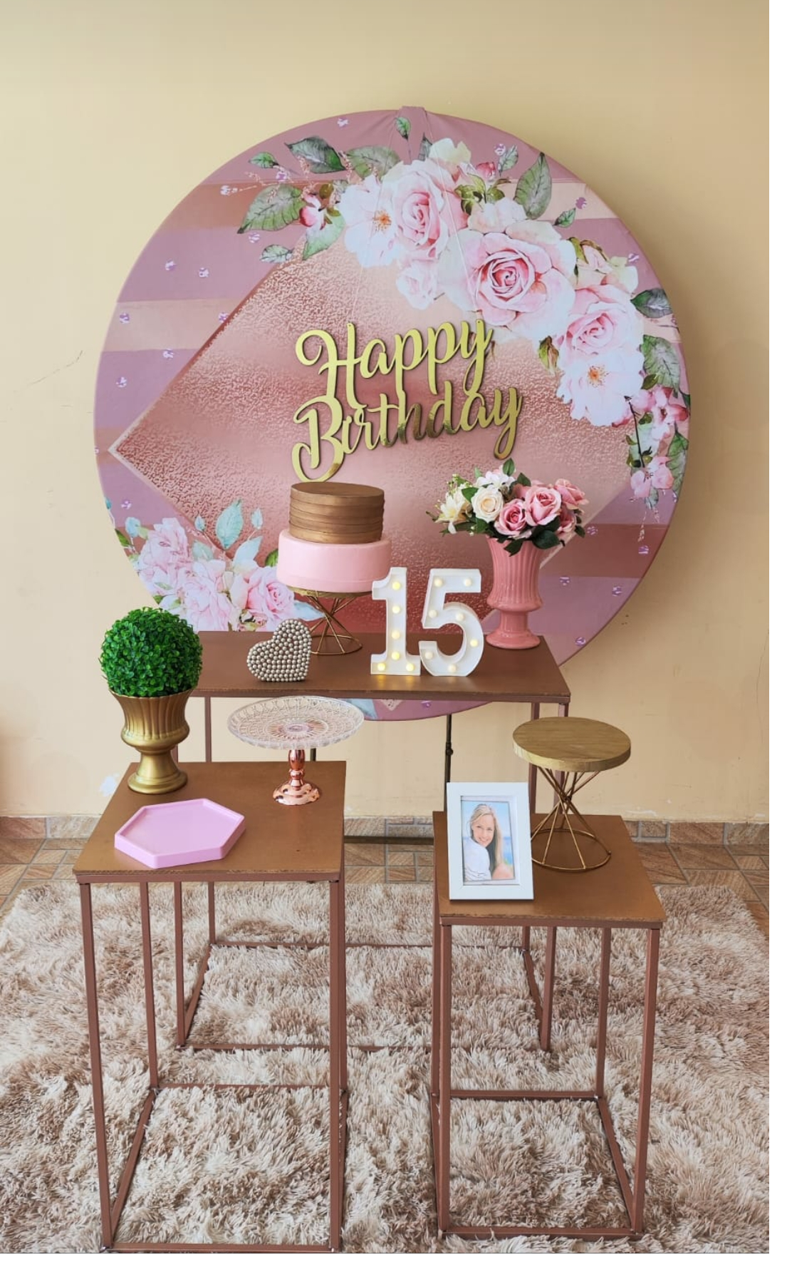 Rose com Flores Kit Ouro