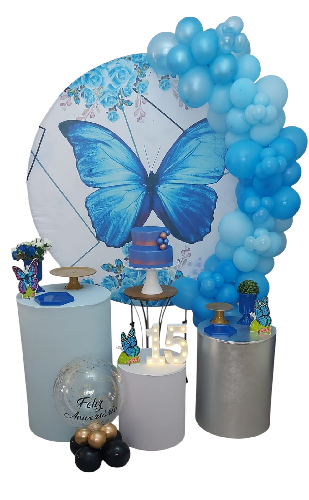 Borboleta Azul Kit Prata I