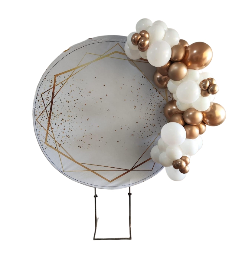 Aniversário Branco com Dourado Arco de Bexiga