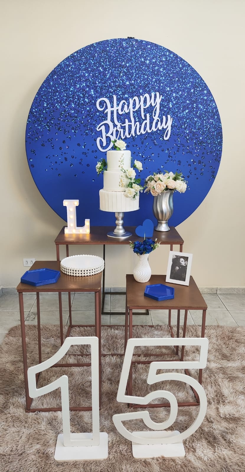 Azul com Glitter Feminino Kit Ouro