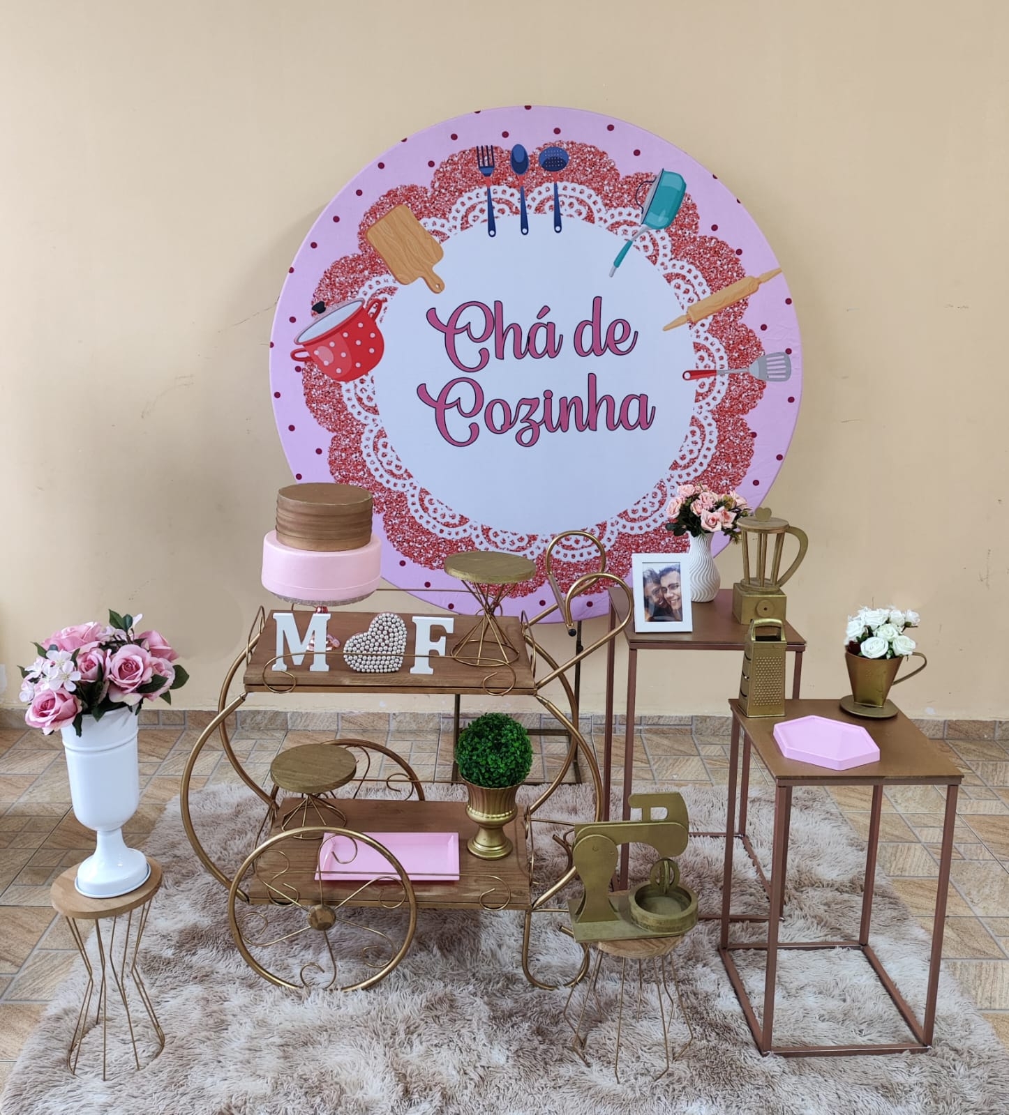 Chá de Cozinha Rosa Kit Diamante 