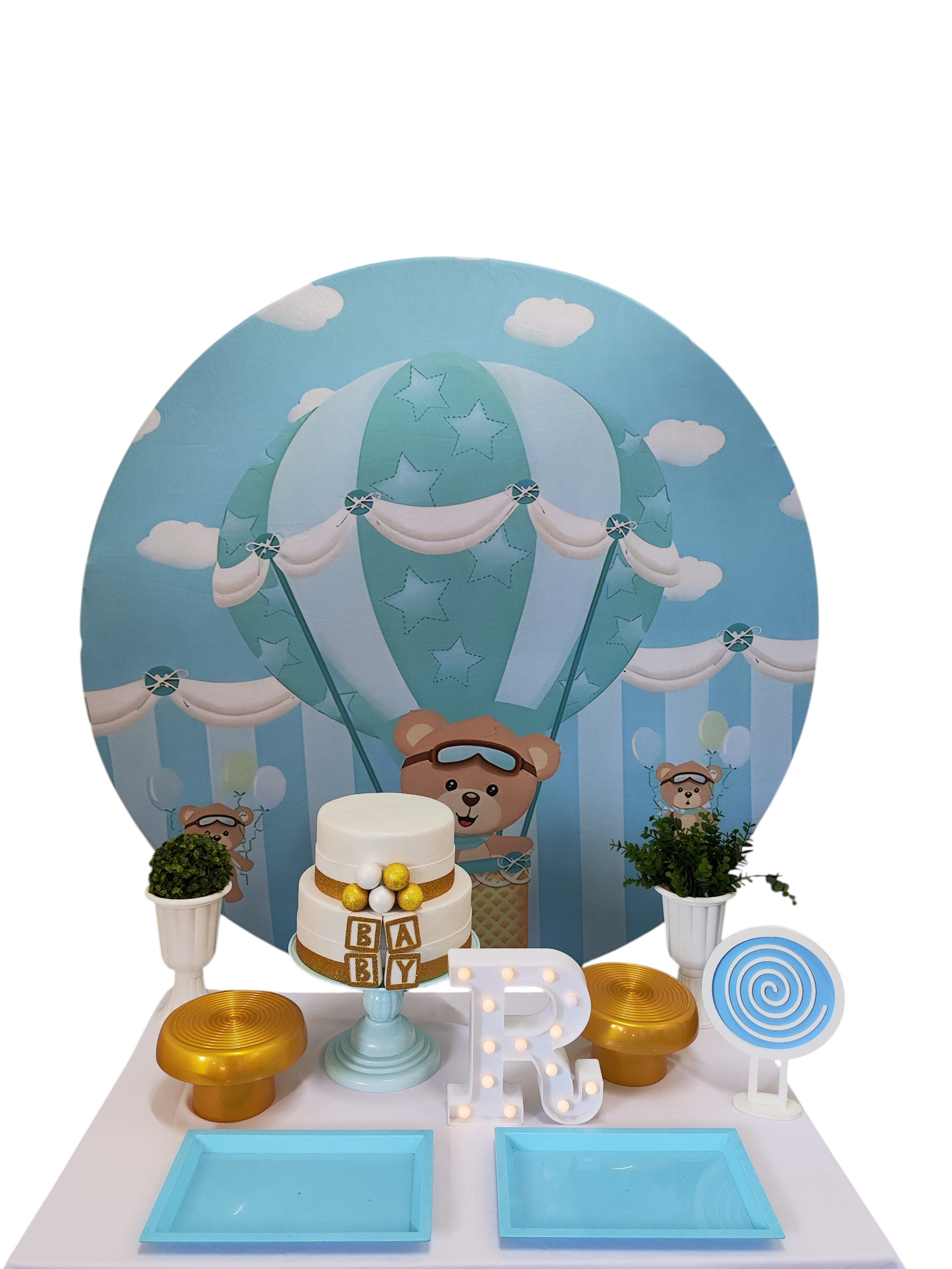 Chá de Bebê Menino Urso Baloeiro Kit Bronze