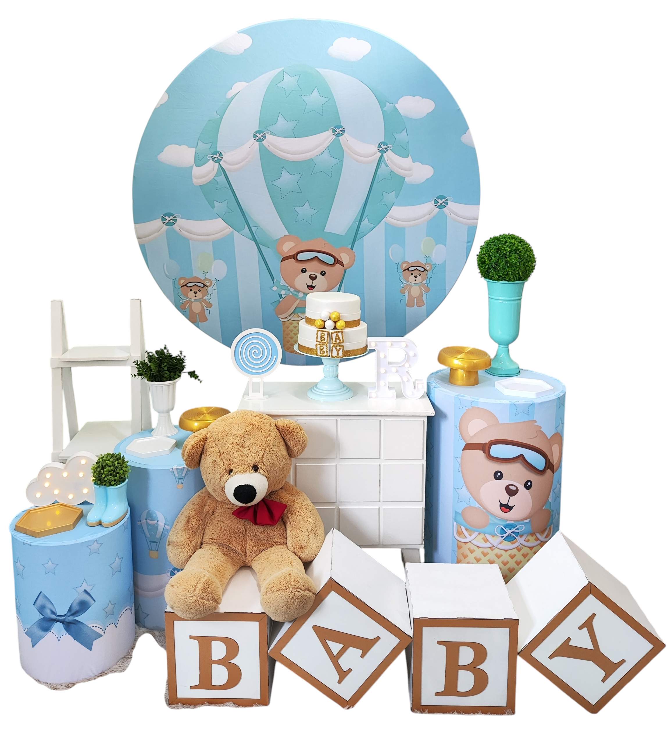 Chá de Bebê Menino Urso Baloeiro Kit Ouro