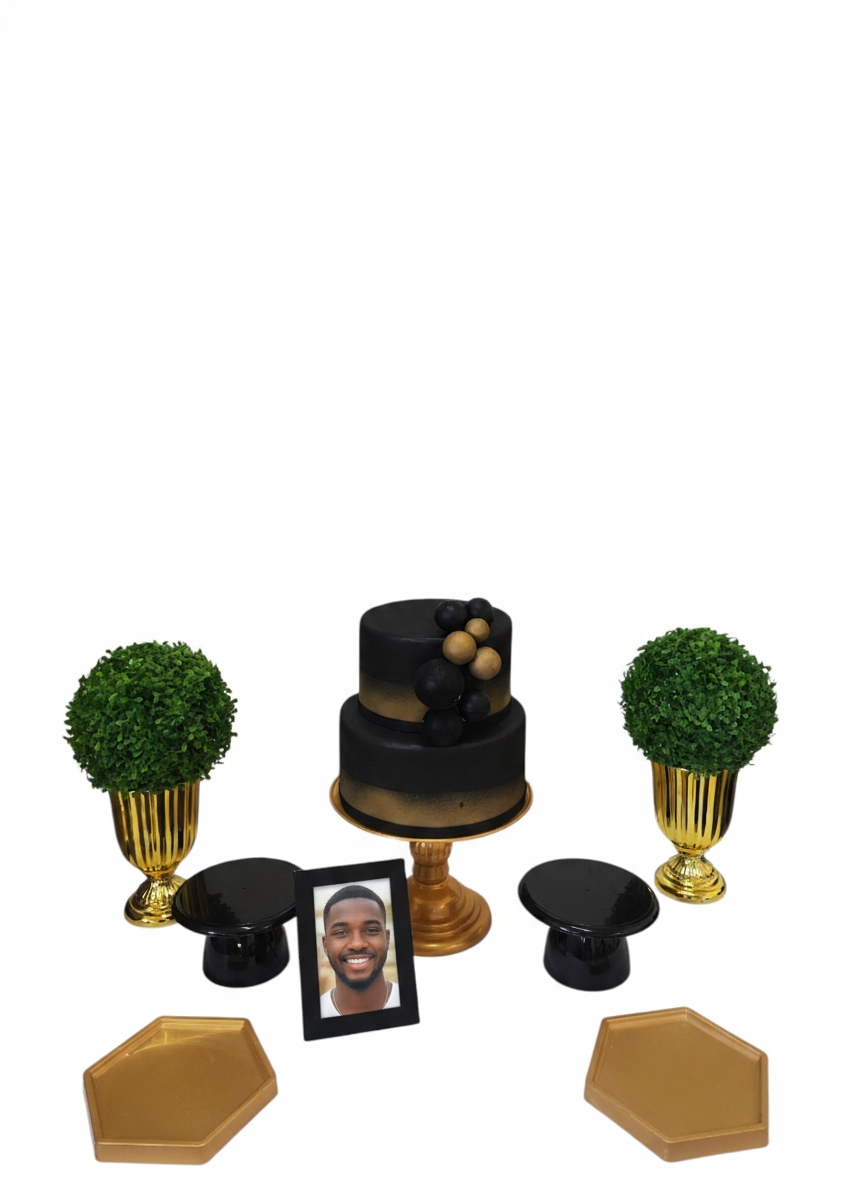 Preto com dourado Masculino Kit cantinho