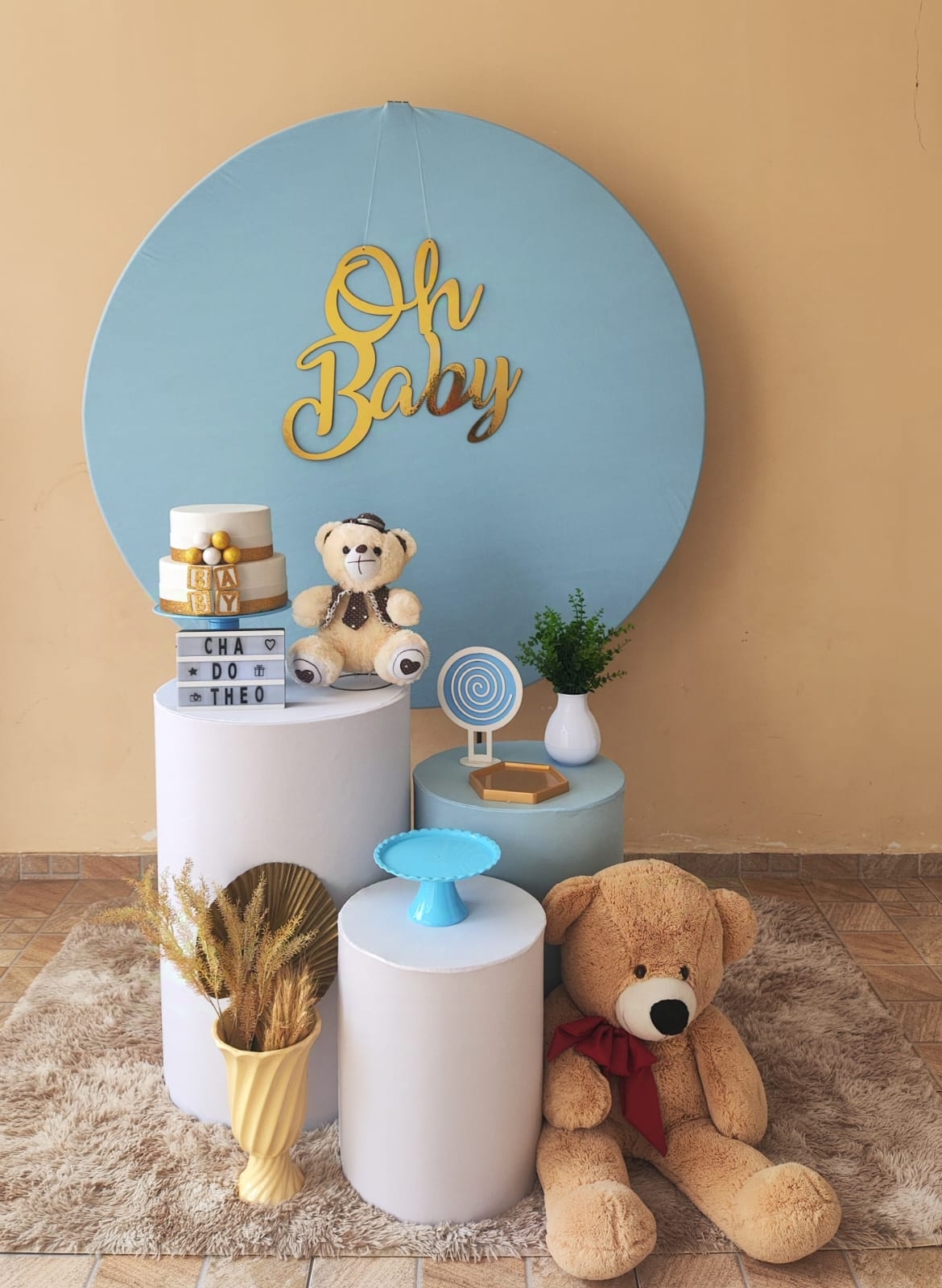 Chá de Bebê Menino Capa Azul Kit Bronze