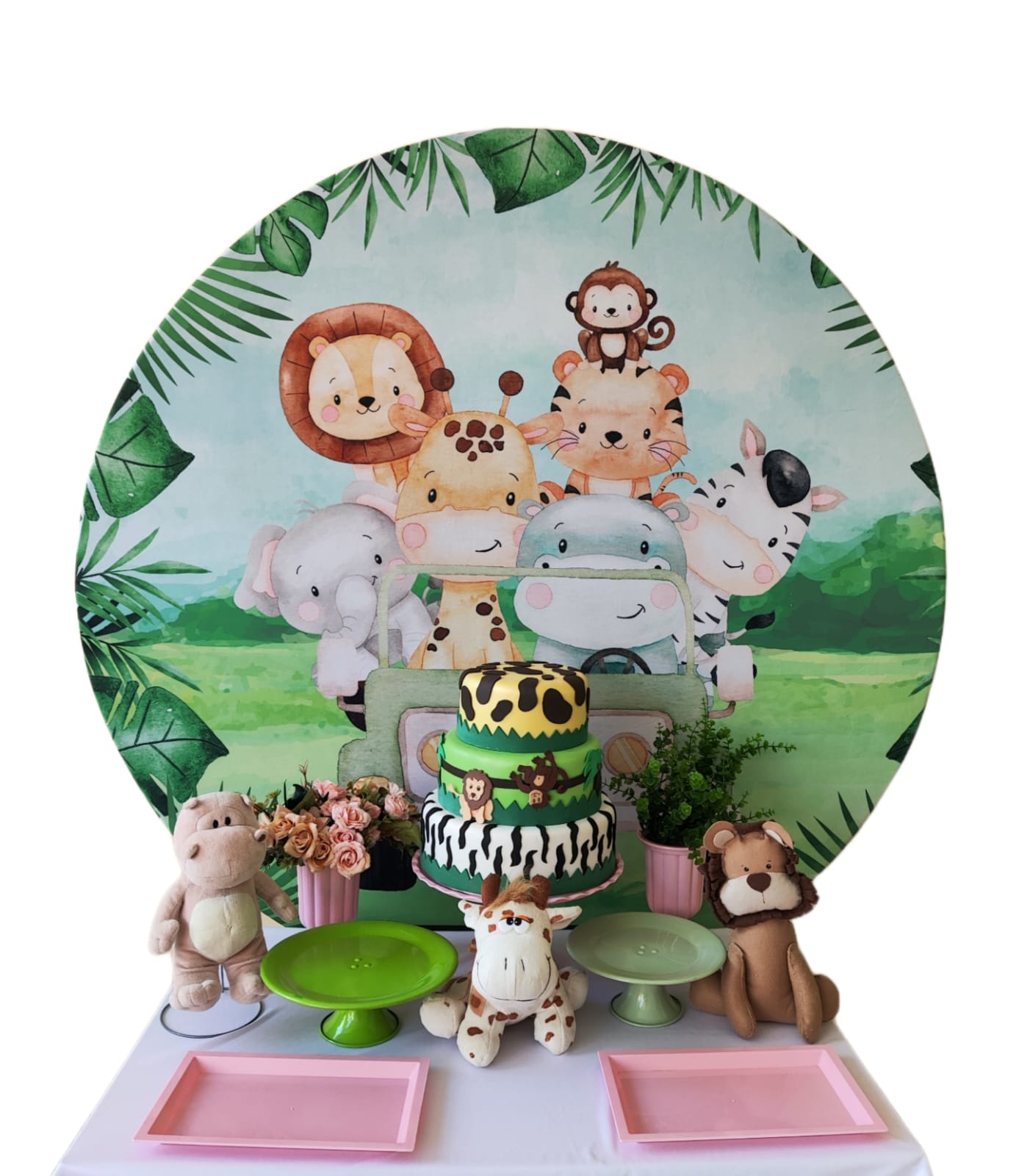 Chá de bebê Menina Safari Capa Verde Kit Bron